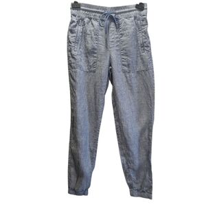 Athleta Women's Blue Linen Track Pants Size 2.  Athletic Casual Cottage Corr